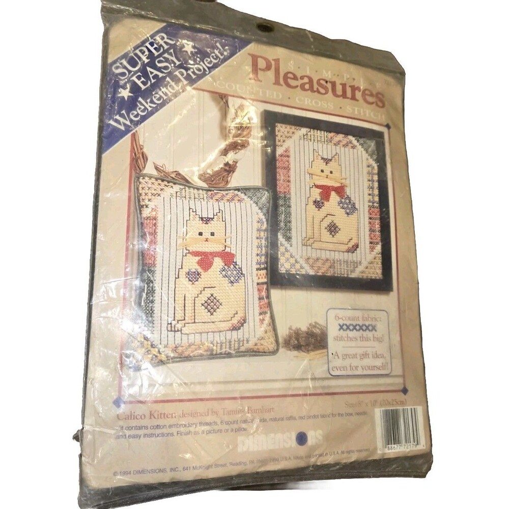 Dimensions Simple Pleasures Calico Kitten Counted Cross Stitch Kit  1994